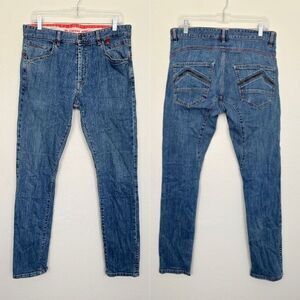 Dainese Italy Sunville Skinny Slim Motorcycle Jeans Medium Wash Cotton Men's 33